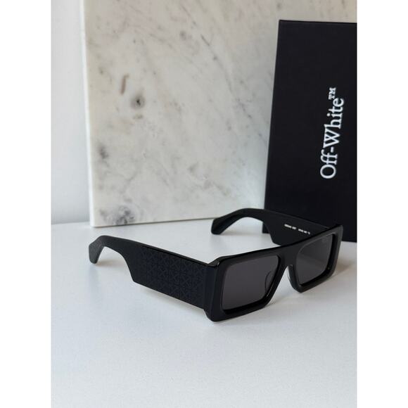 NEW Off White Troy Black Thick Rim Square Unisex Sunglasses - Picture 4 of 8